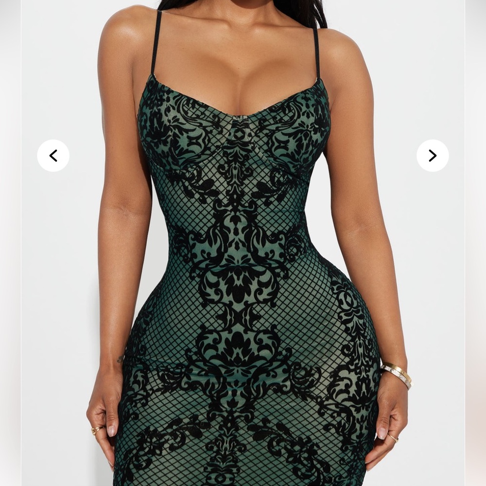 Fashion Nova Black and Green Maxi Dress - Picture 2 of 5